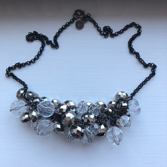Gunmetal & silver baubles bib necklace - Picture 6 of 6